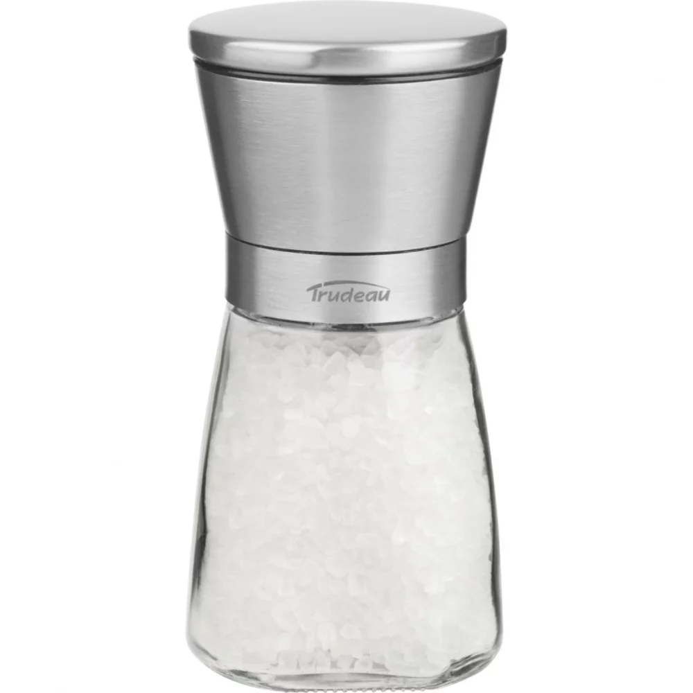 6" Upside Down Salt Mill stainless steel & glass