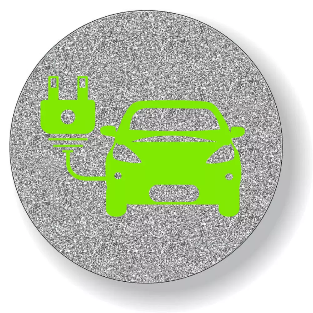 Décalcomanie en vinyle polyester argenté pailleté personnalisé de 7,1 à 12 pouces carrés.