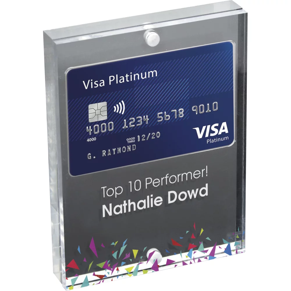 Clear Acrylic Credit Card Entrapment (3 3/4" x 5" x 3/4") Full Colour PhotoImage