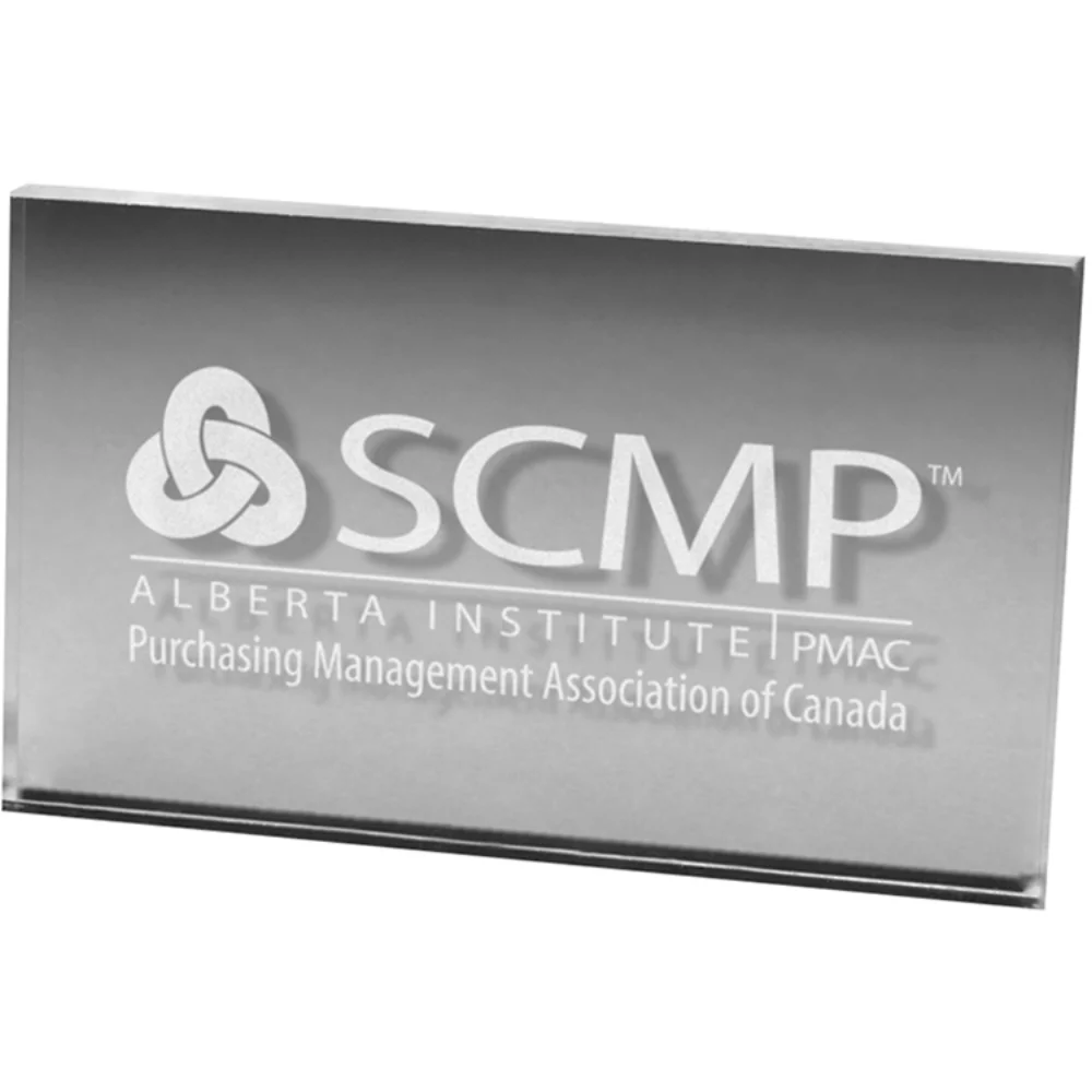 Poids en papier rectangulaire transparent (3" x 5" x 3/8") gravé au laser