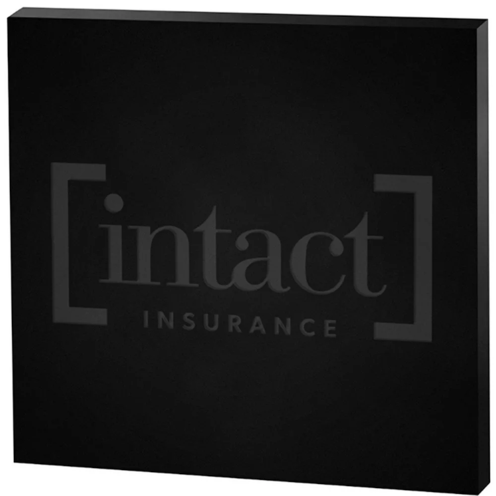 Black Square Paper Weight (4"x 4"x 3/8") Laser Engraved