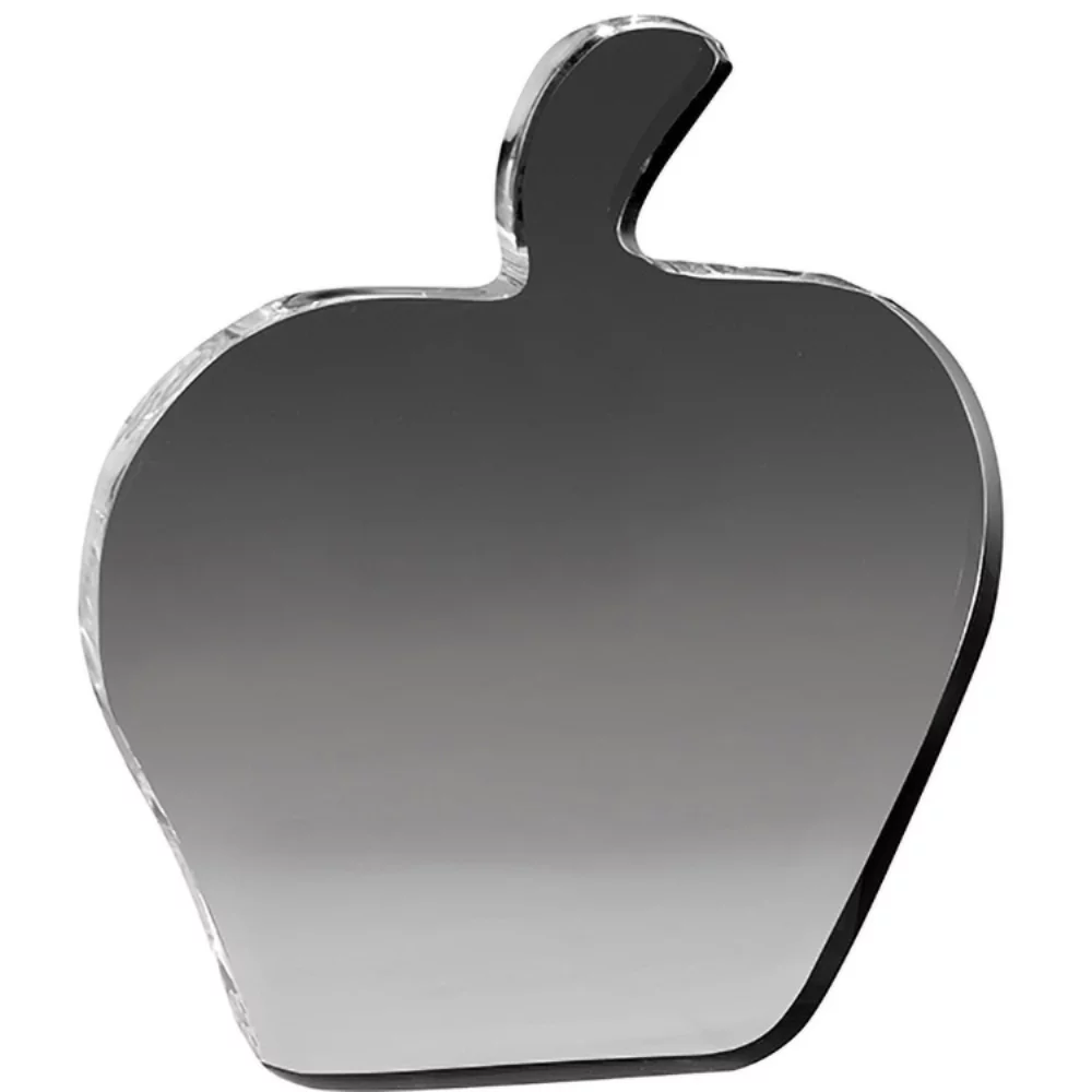 Poids en papier en forme de pomme transparent (4 1/8" x 4 5/8" x 3/8") gravé au laser.