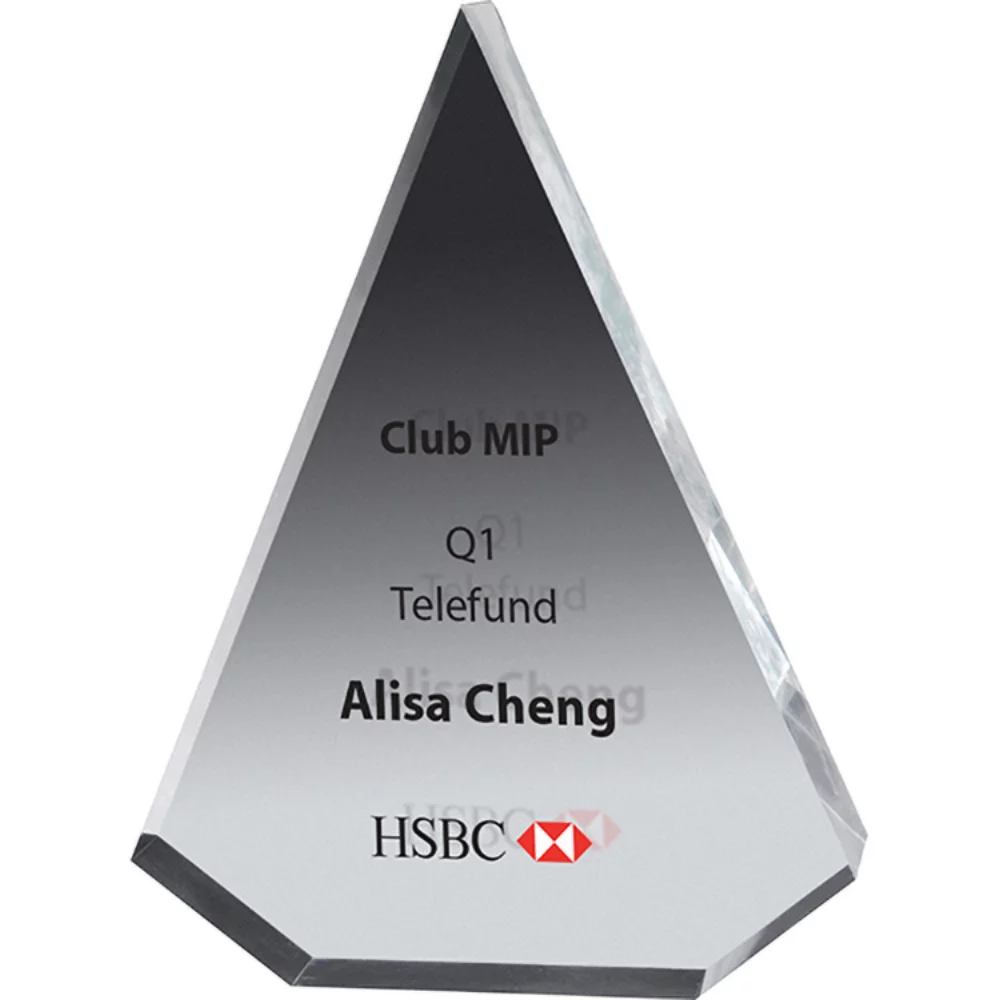Pyramid 3/4" Thick Clear Acrylic Award (4 1/2"x 6"x 3/4") Screen-Printed