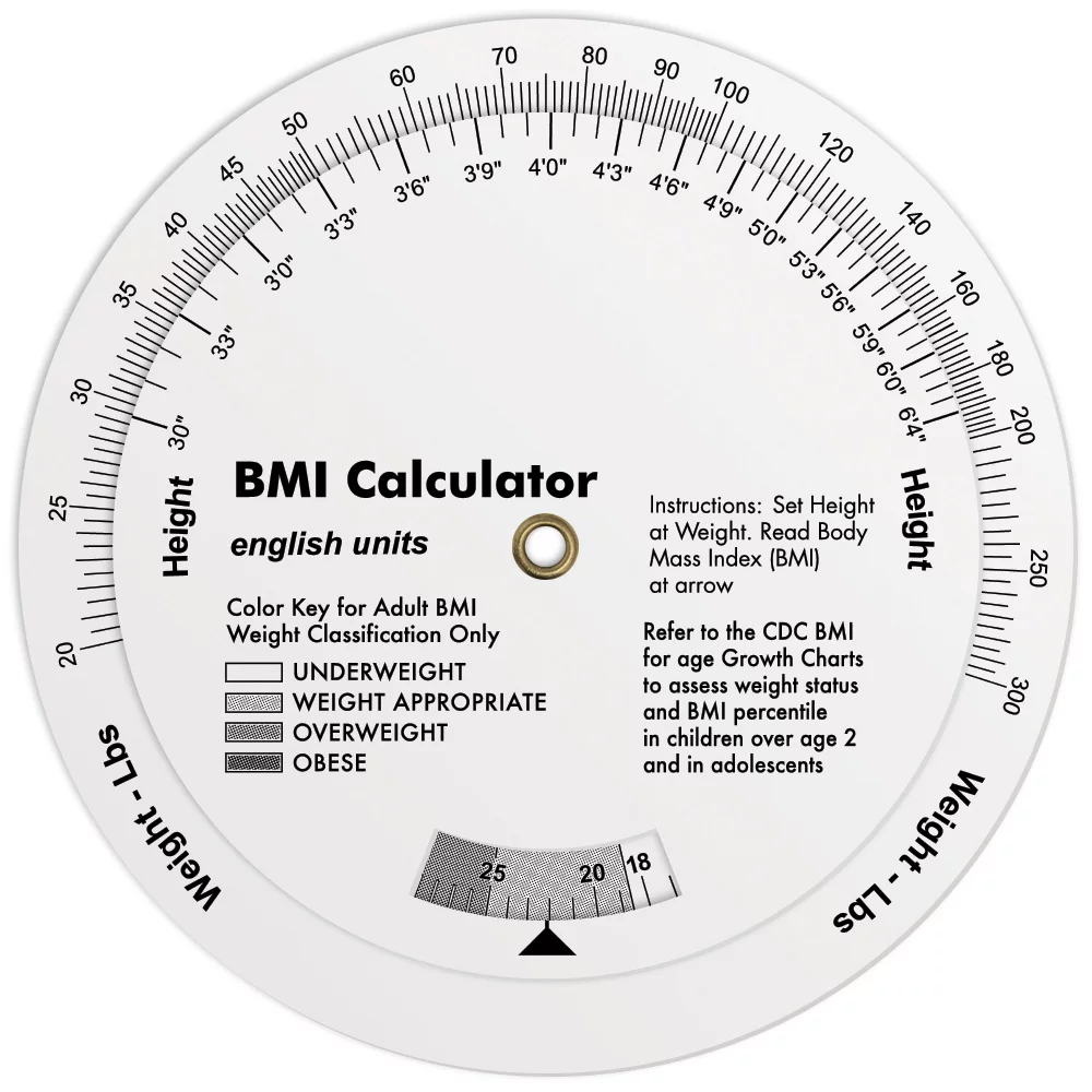 3 Wheel Body Mass Index Calculator (20-300 lb/9-136 kg), Spot Colours