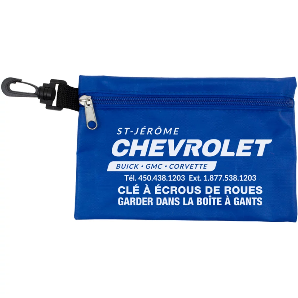 Pochette à fermeture éclair avec crochet (7 1/2"x5") Impression en couleur unie