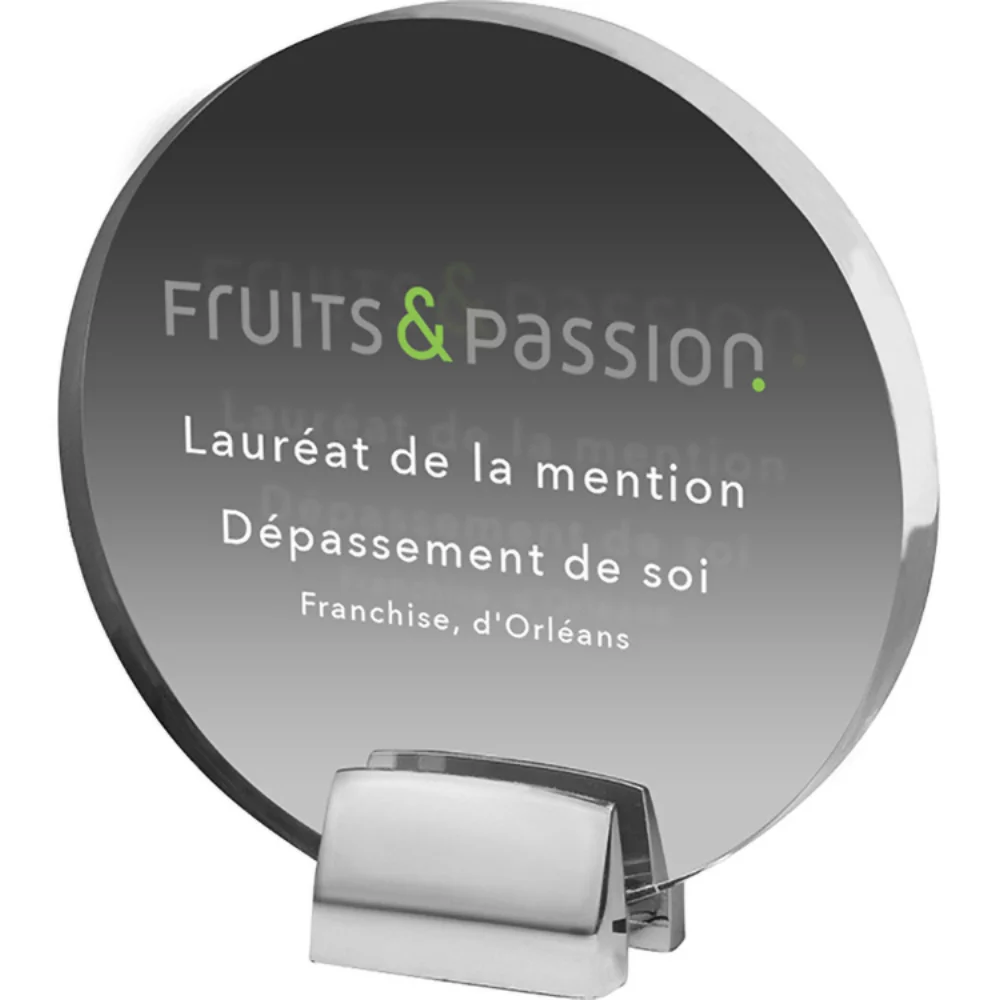 Prix rond avec base chromée (6 1/2" x 3/4") sérigraphié
