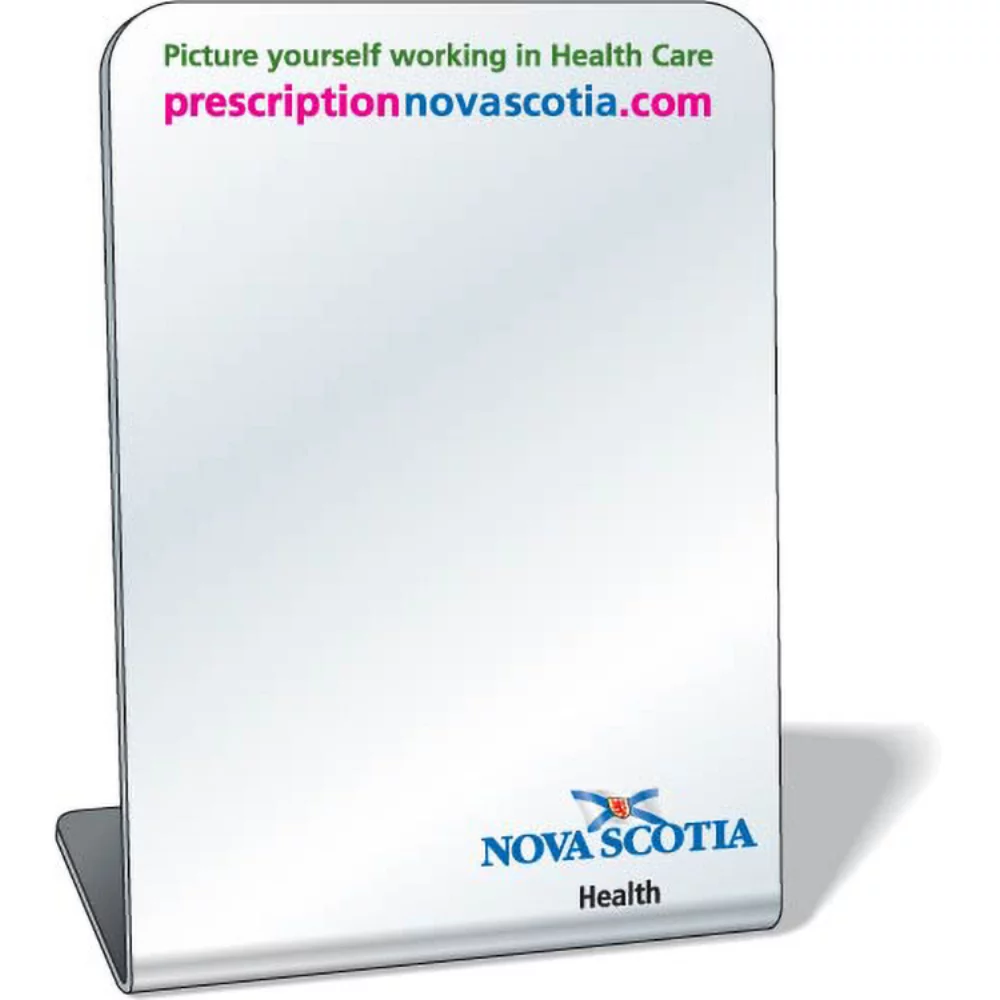 Free-Standing Acrylic Plastic Mirror, 3"x3.9" Rectangle, Full Colour