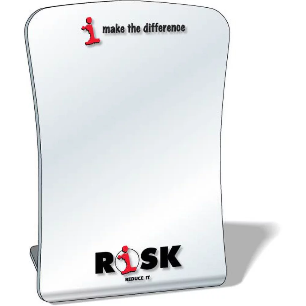 Free-Standing Acrylic Plastic Mirror, 3"x3.9" Curved Sides, Full Colour