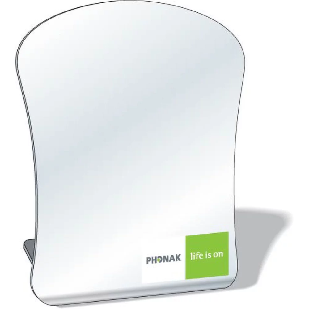 Free-Standing Acrylic Plastic Mirror, 5.5"x6.5" Curved Sides, Full Colour