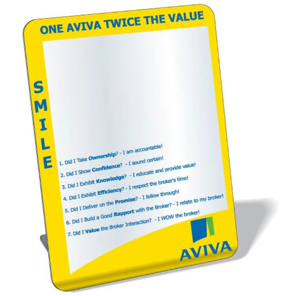 Free-Standing Acrylic Plastic Mirror, 6"x8" Rectangle, Full Colour