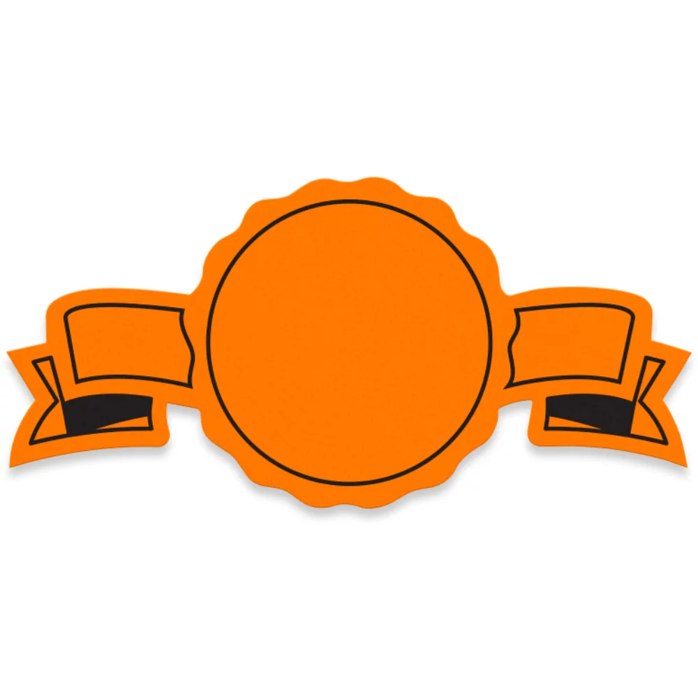 Fluorescent Orange Flexo-Printed Stock Banner Roll Labels (1.25"x2.5")