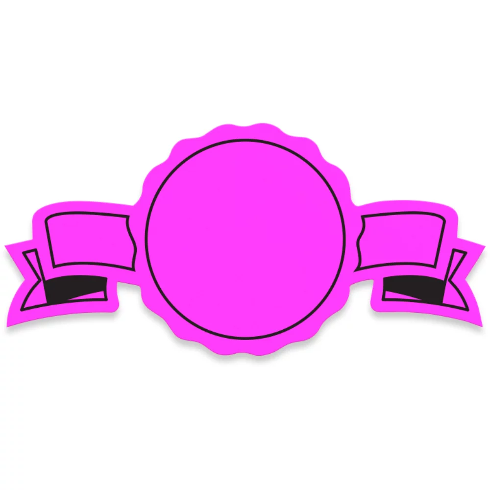 Fluorescent Pink Flexo-Printed Stock Banner Roll Labels (1.25"x2.5")