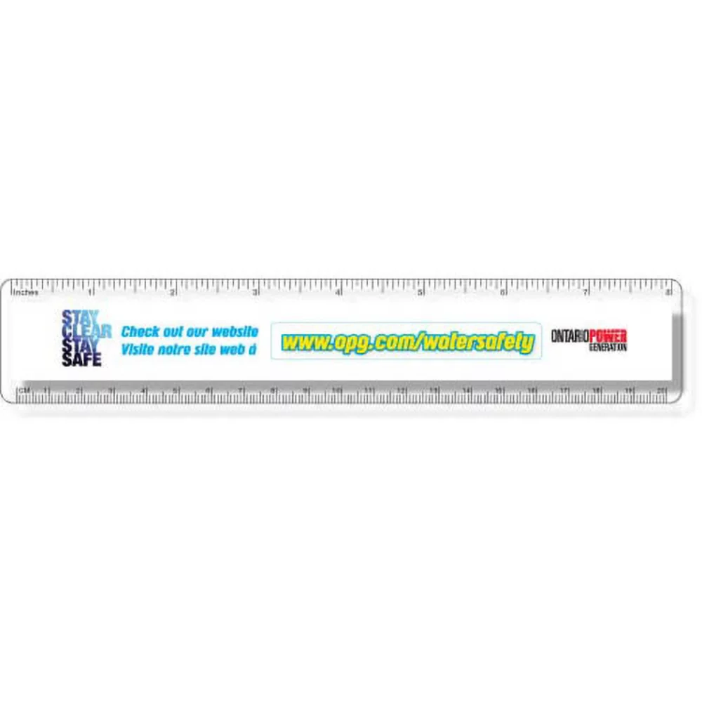 .040 Clear Plastic Rulers, InkJet Full Colour + white (1.5" x 8.25"), Round corners