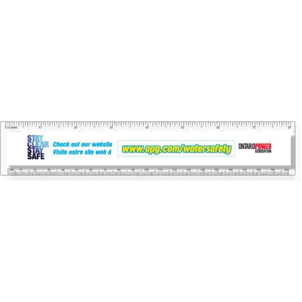 .040 Clear Plastic Rulers, InkJet Full Colour + white (1.5" x 8.25"), Square corners