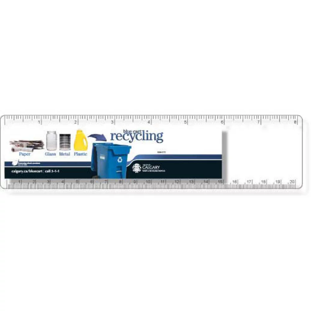 .020 Clear Plastic Rulers, 2"x8.25" Rectangle / Round Corner, Full Colour