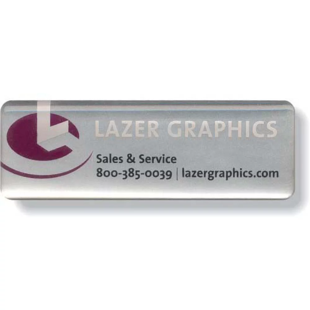 Custom Screen-Printed Matte Silver Domed Decal (Up to 1 Sq. Inch)