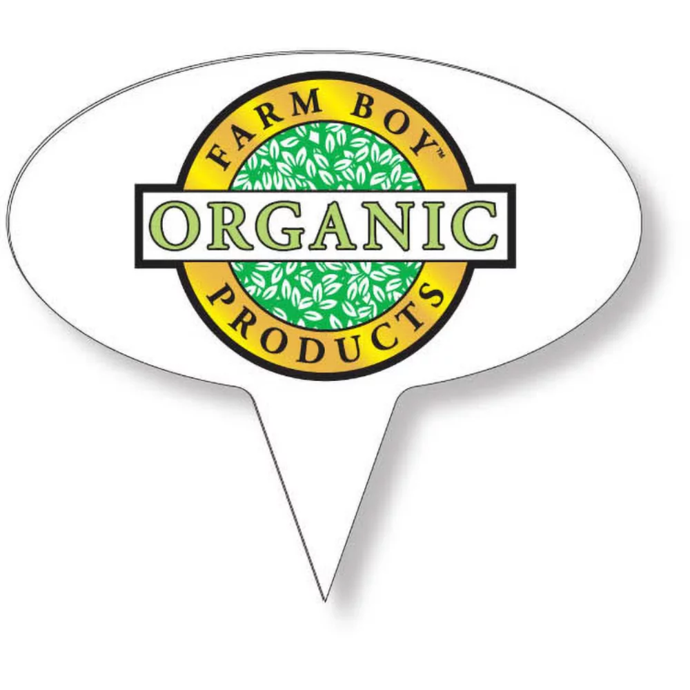 Choix alimentaire sur plastique blanc approuvé par la FDA de 0,030, forme ovale de panneau (1,75" x 3,25") Impression en couleur complète