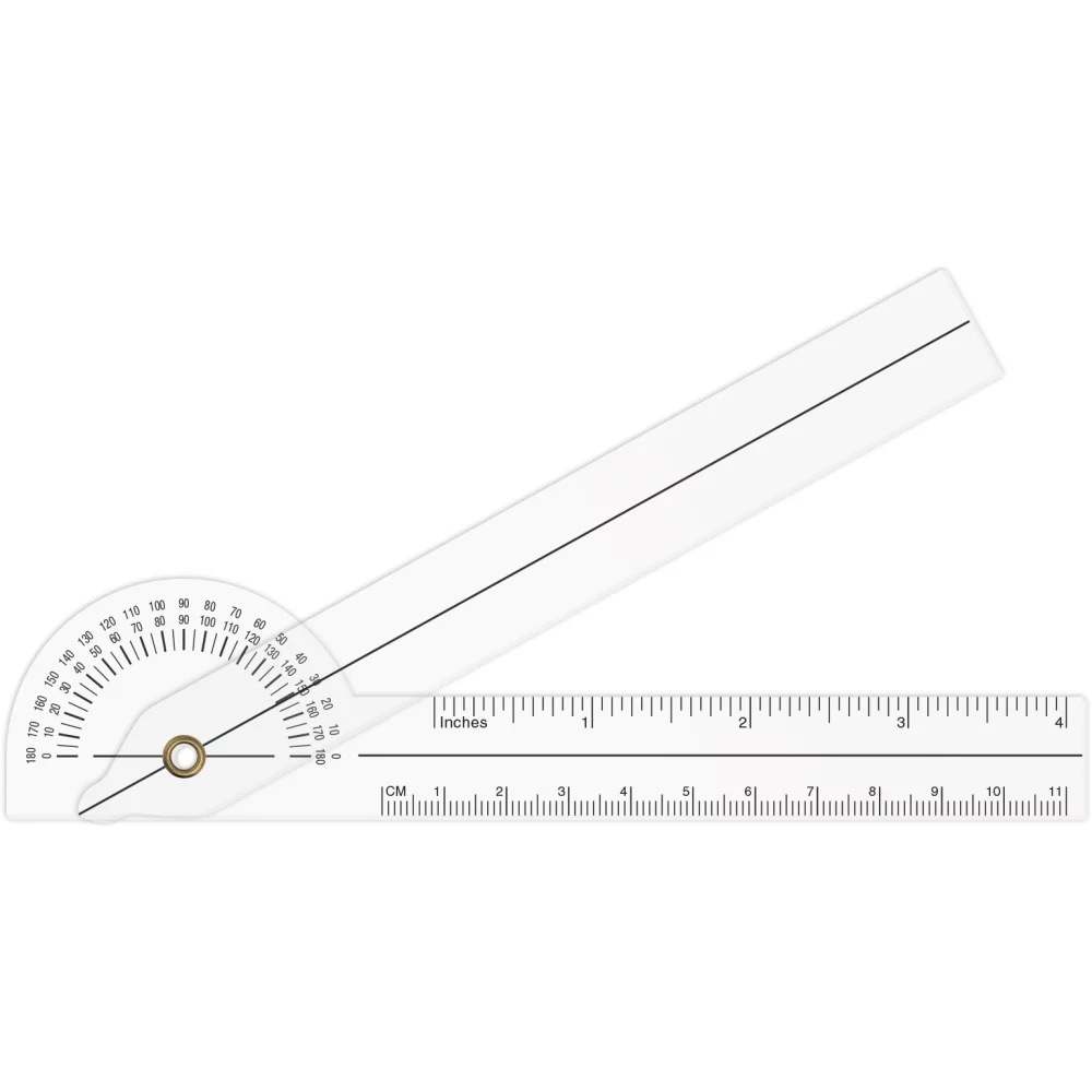 .030 Clear Plastic Goniometer (1.5" x 11.4") Screen-printed