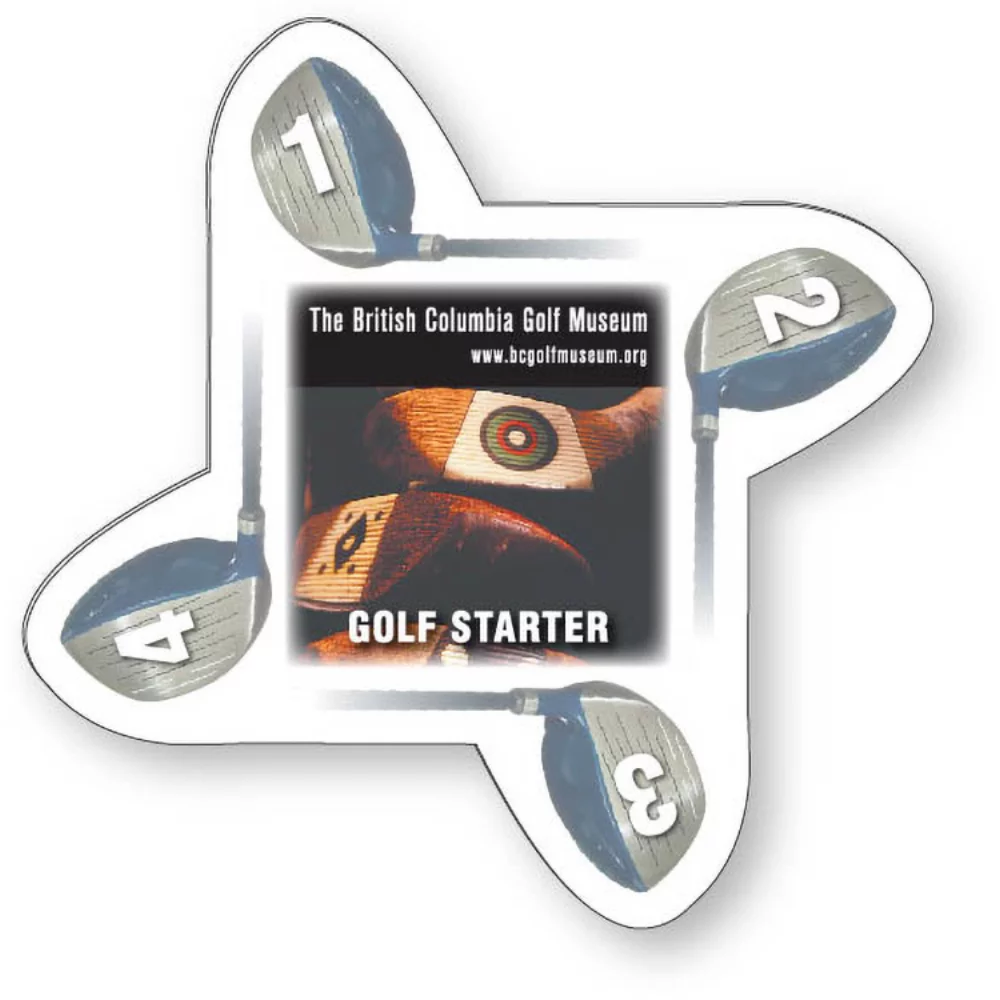 .020 White Plastic Double-Sided Golf Starter, Full Colour & Varnish