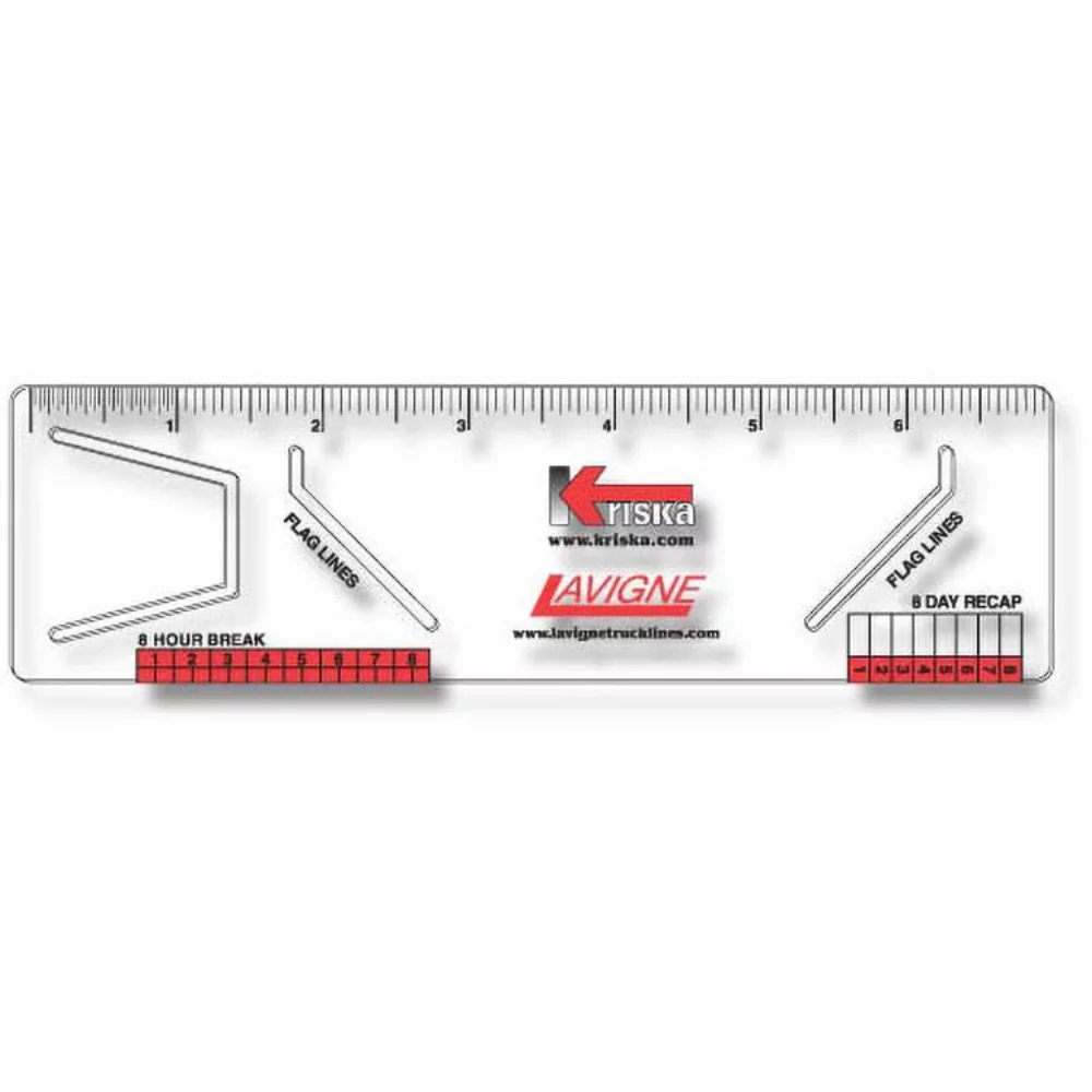 .020 Clear Plastic Logbook Ruler, Stock Shape LBR1 (2"x7.13"), Spot Colour