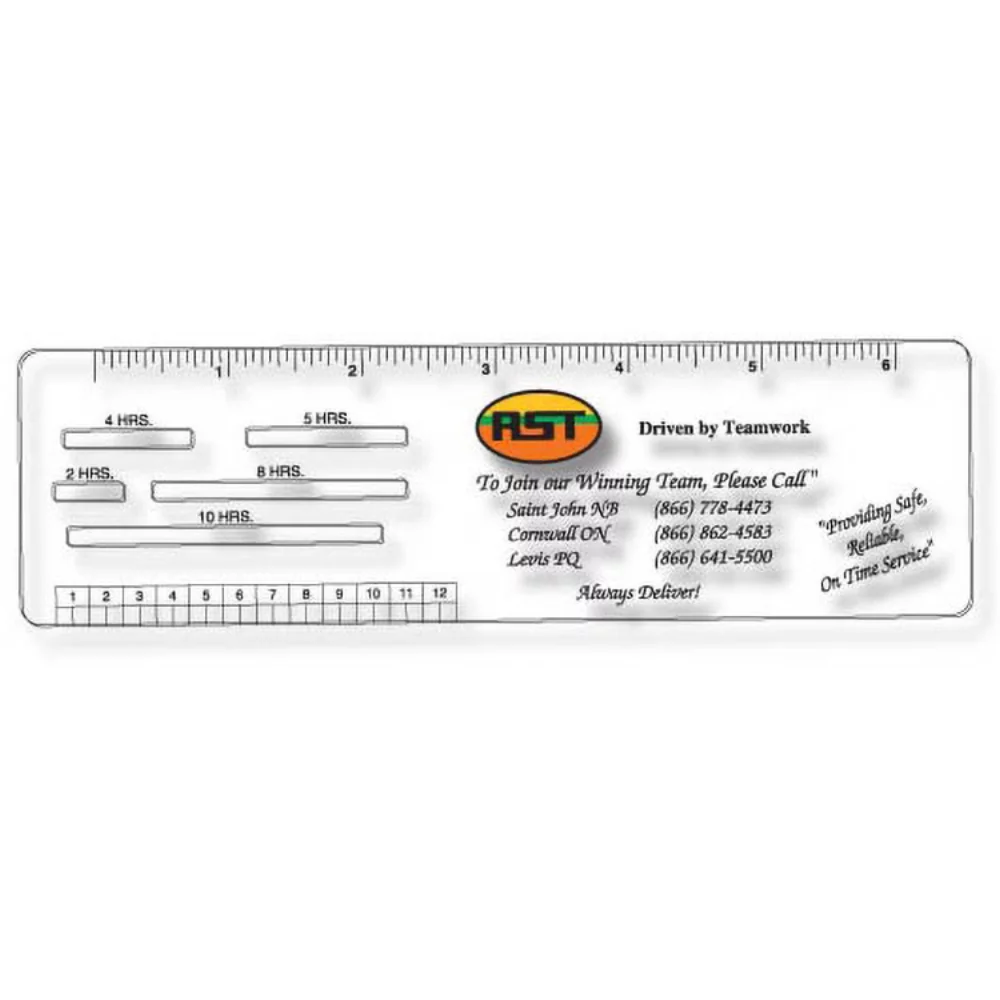 .040 Clear Plastic Logbook Ruler, Stock Shape LBR10 (2.1"x7.13"), Spot Colour