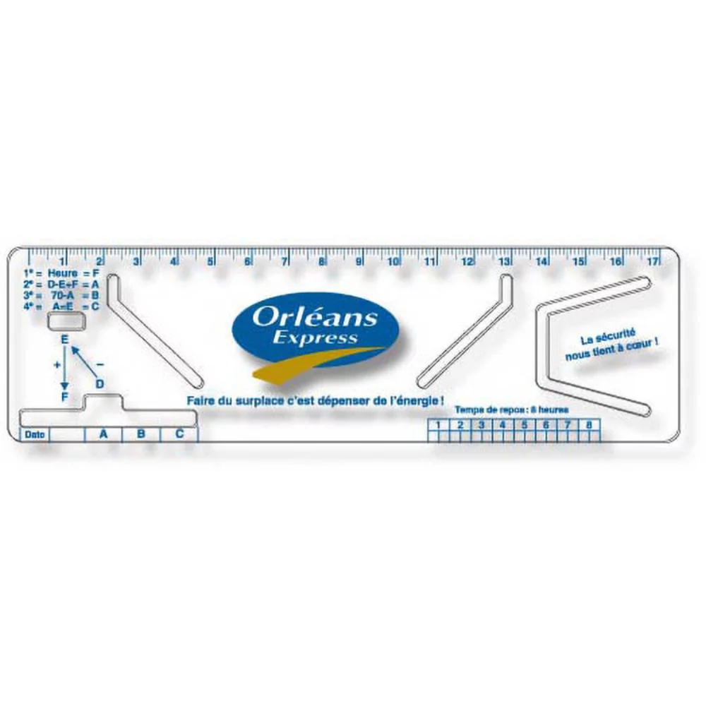 .040 Clear Plastic Logbook Ruler, Stock Shape LBR2 ((2.13"x7.13"), Spot Colour