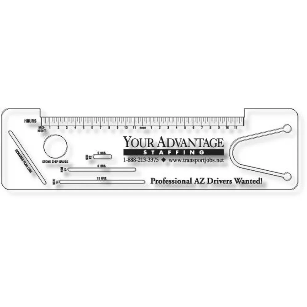 .020 Clear Plastic Logbook Ruler, Stock Shape LBR3 (2.42"x8.84"), Spot Colour
