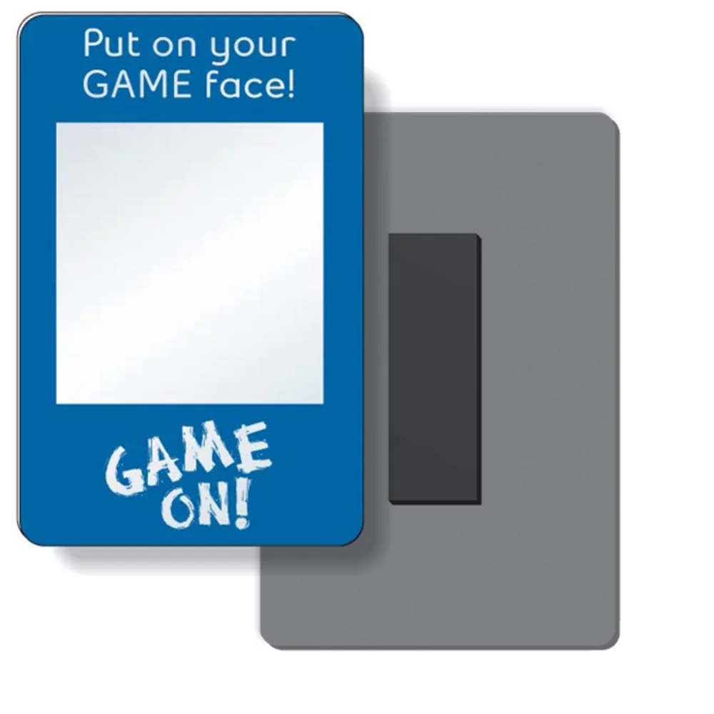 Miroir magnétique en co-polyester de forme rectangulaire (2,75" x 4,25"), couleurs unies.