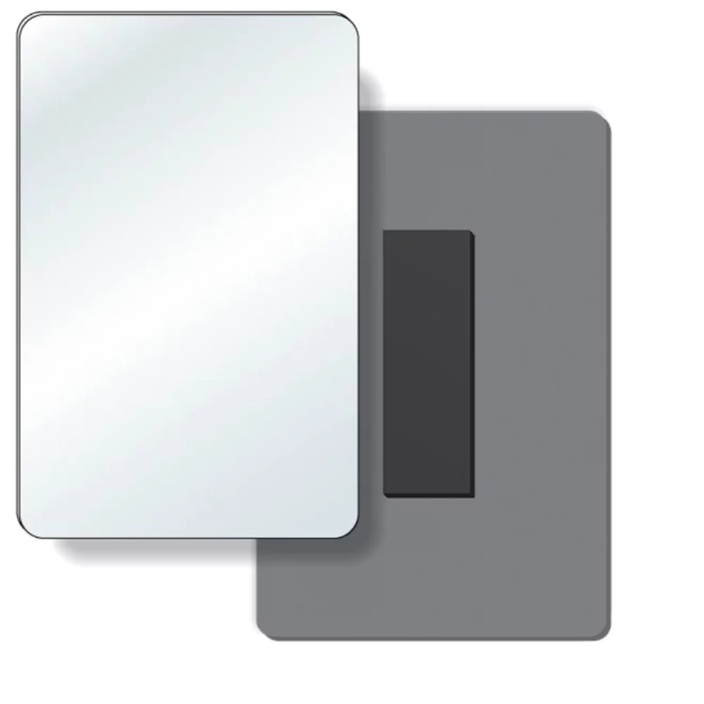 Miroir magnétique en co-polyester de forme rectangulaire (2,75" x 4,25"), couleur pleine
