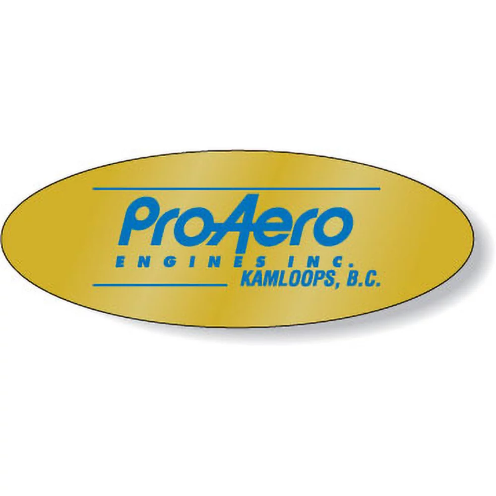 Dull Gold Foil Paper Flexo-Printed Stock Oval Roll Labels (1.5"x4")