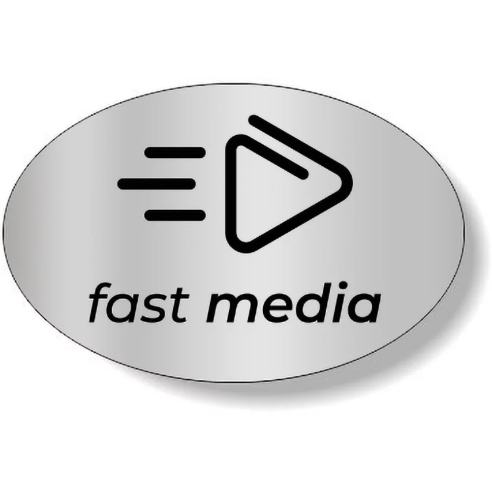 Dull Silver Foil Paper Flexo-Printed Stock Oval Roll Labels (1.625"x2.5")