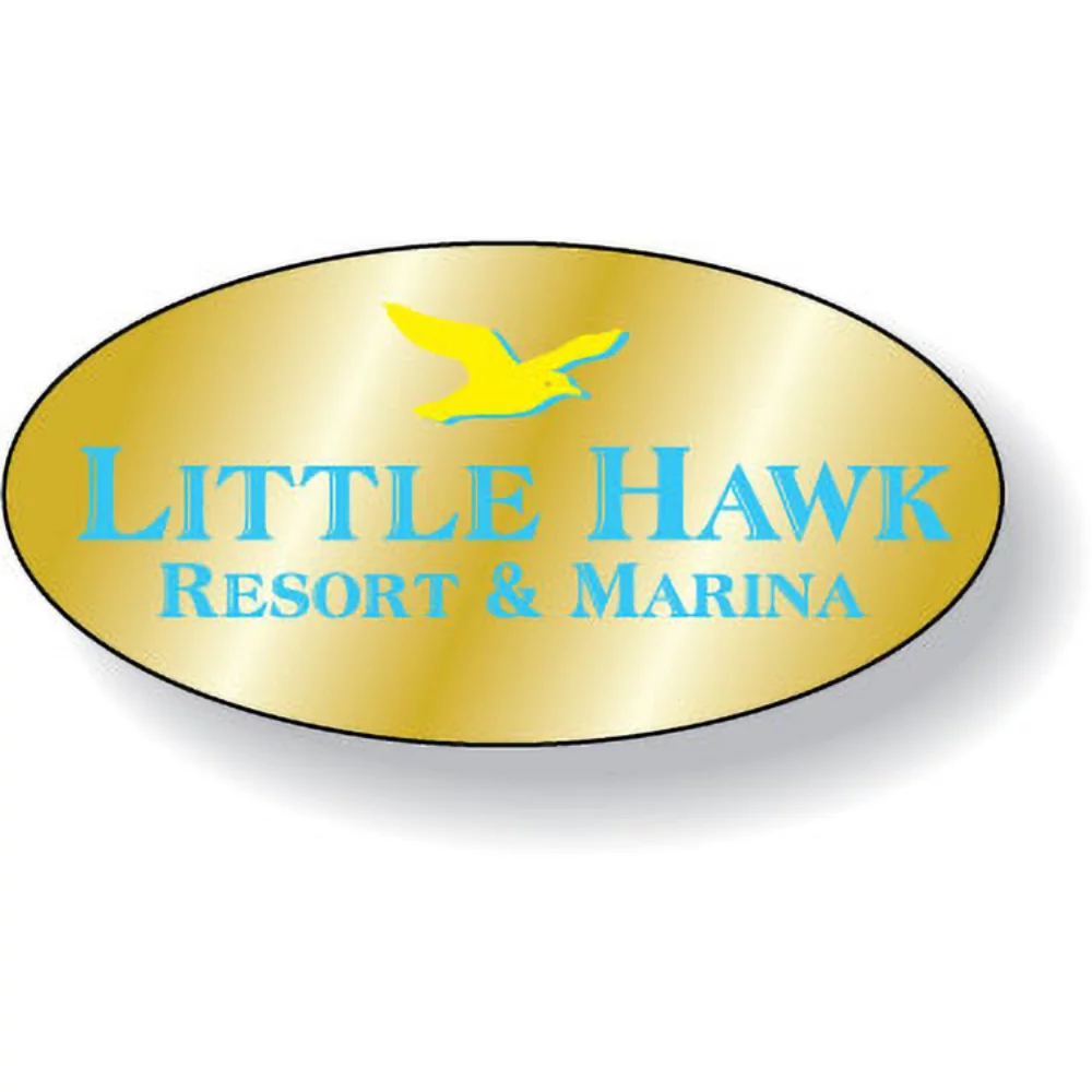 Bright Gold Foil Paper Flexo-Printed Stock Oval Roll Labels (.875"x1.75")