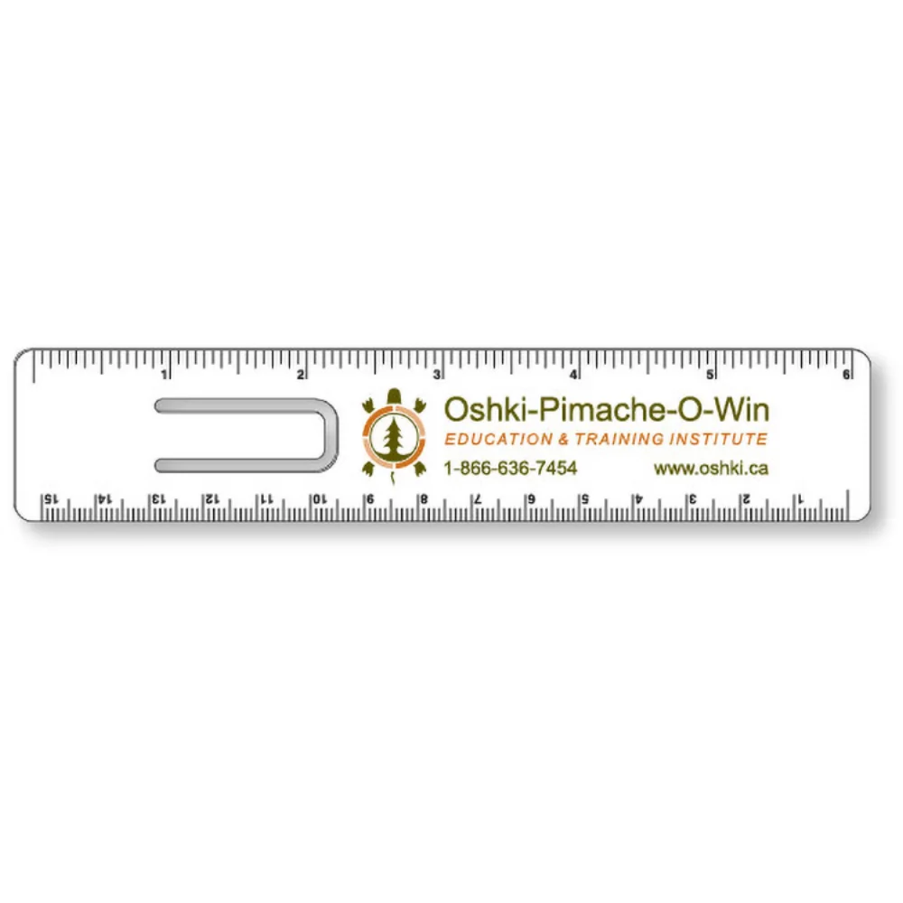 .020 White Plastic Punched Clip Bookmark Rulers - 1.25"x6.25", Full Colour