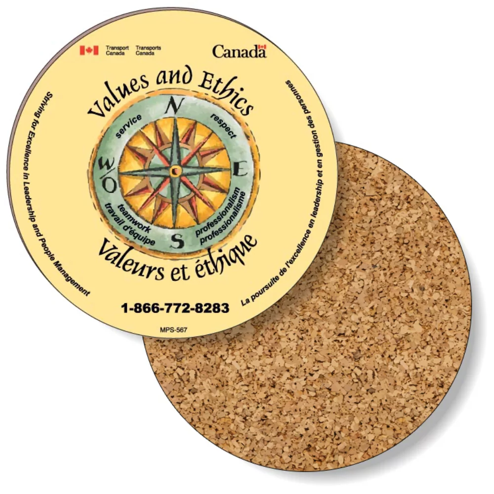 .125 Premium Coasters / cork & gloss plastic (3.5" dia.) 4CP