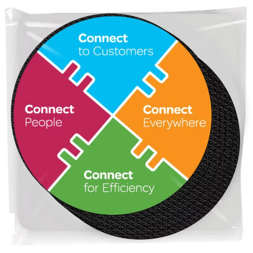 Set of 4 Premium Coasters .020 Gloss Copolyester Topcoat & 3/32" Rubber base Full Colour Imprint