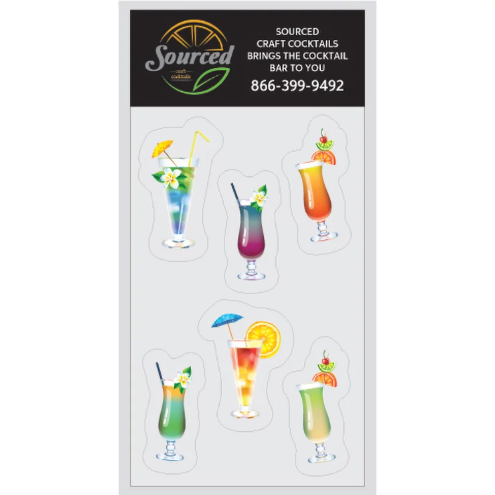 Party Glass Marker Combo Kit up to 6 Custom Shapes. Full Colour imprint on reusable clear static