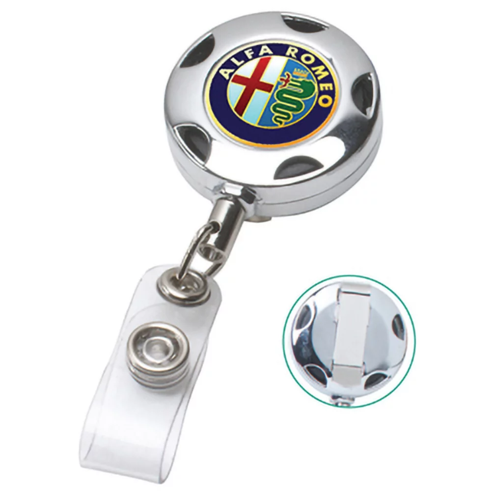 32" Turbo Chrome Metal Badge Reel avec Clip de Glissement en Métal