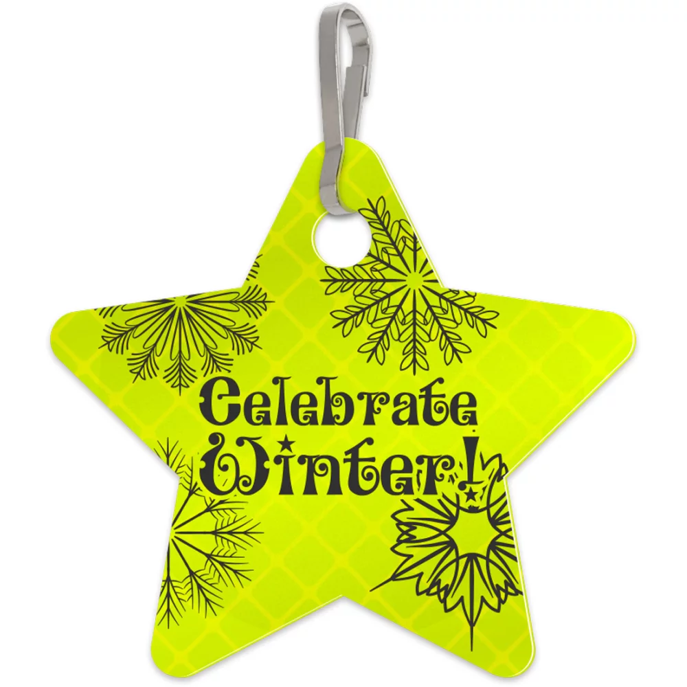 Étiquette de sac jaune ultra réfléchissante en forme d'étoile 2,22" x 2,4" Sérigraphiée