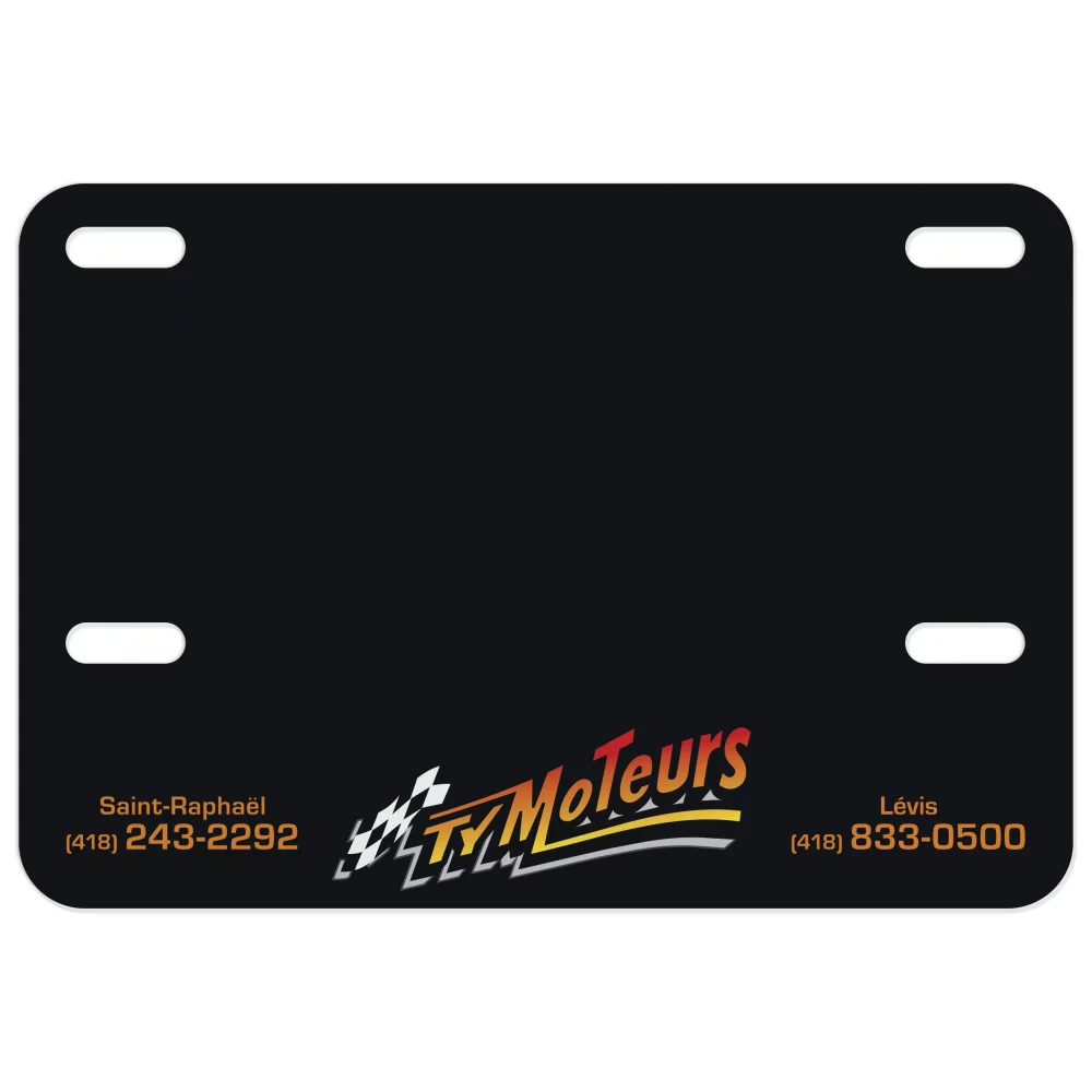 Plaque d'immatriculation de moto .055 en styrène blanc (5,5"x8"), impression en couleur complète
