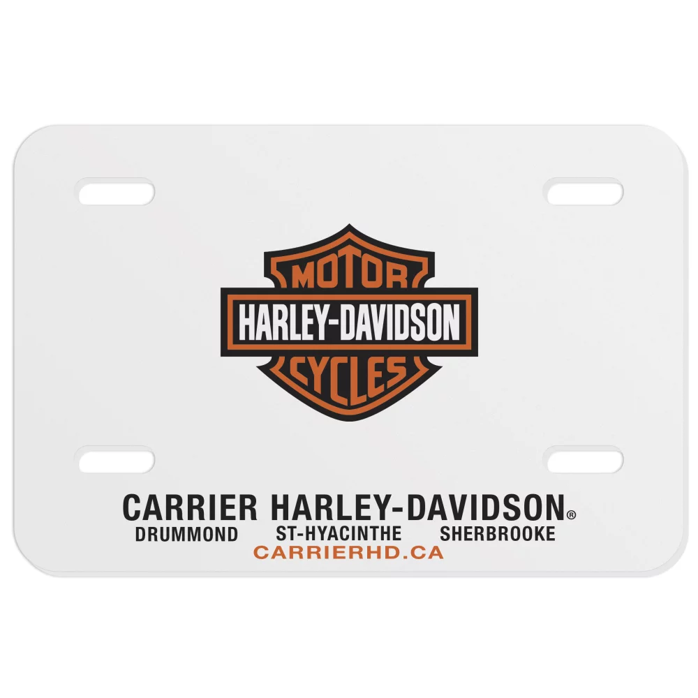 Motorcycle License Plate .055 White Styrene (5"x7.5"), Spot Colour Imprint