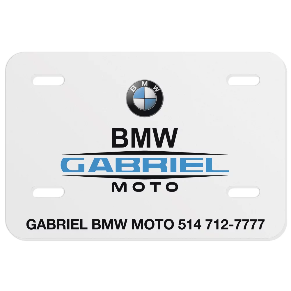 Motorcycle License Plate .055 White Styrene (5"x7.5"), Full Colour Imprint
