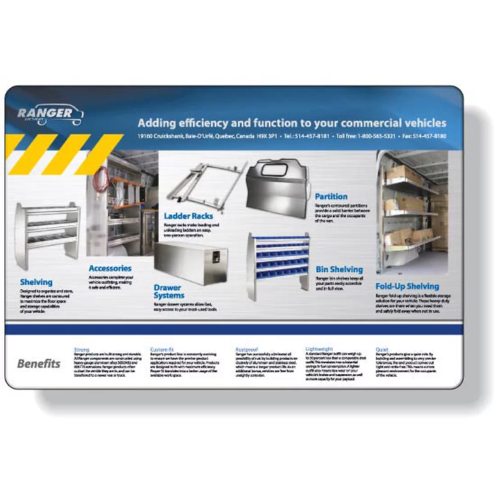 Sealed Edge Counter Mats 11.25" x 17" Clear Vinyl Top, Rubber Back, Full Colour Digital Imprint