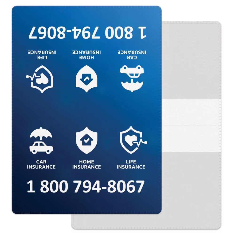 Portefeuille en vinyle blanc, taille ouverte (3,875" x 5,375") taille fermée (3,875" x 2,625") Impression en couleur intégrale