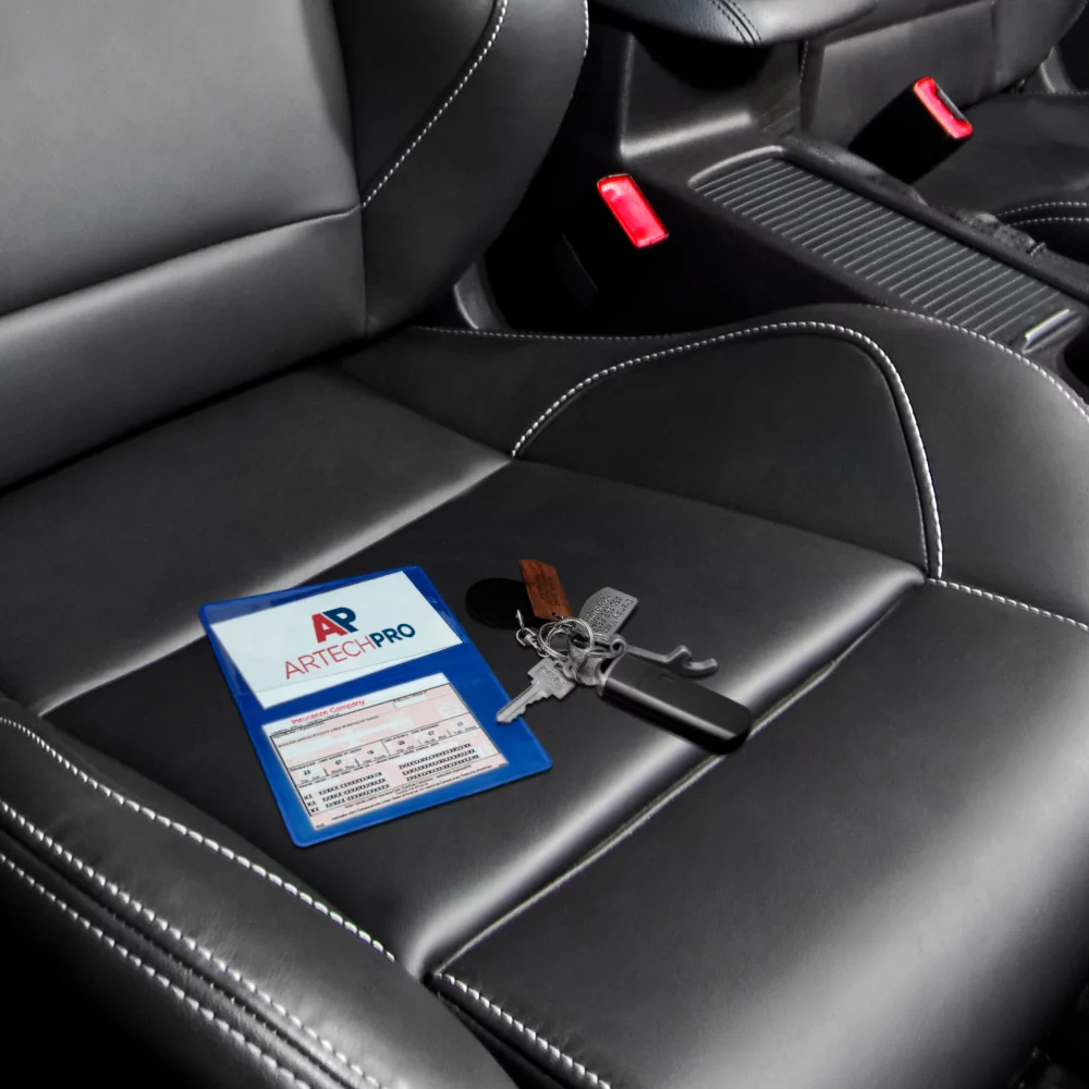 White Vinyl Wallet, open size (3.875" x 5.375") closed size (3.875" x 2.625") Full Colour Imprint