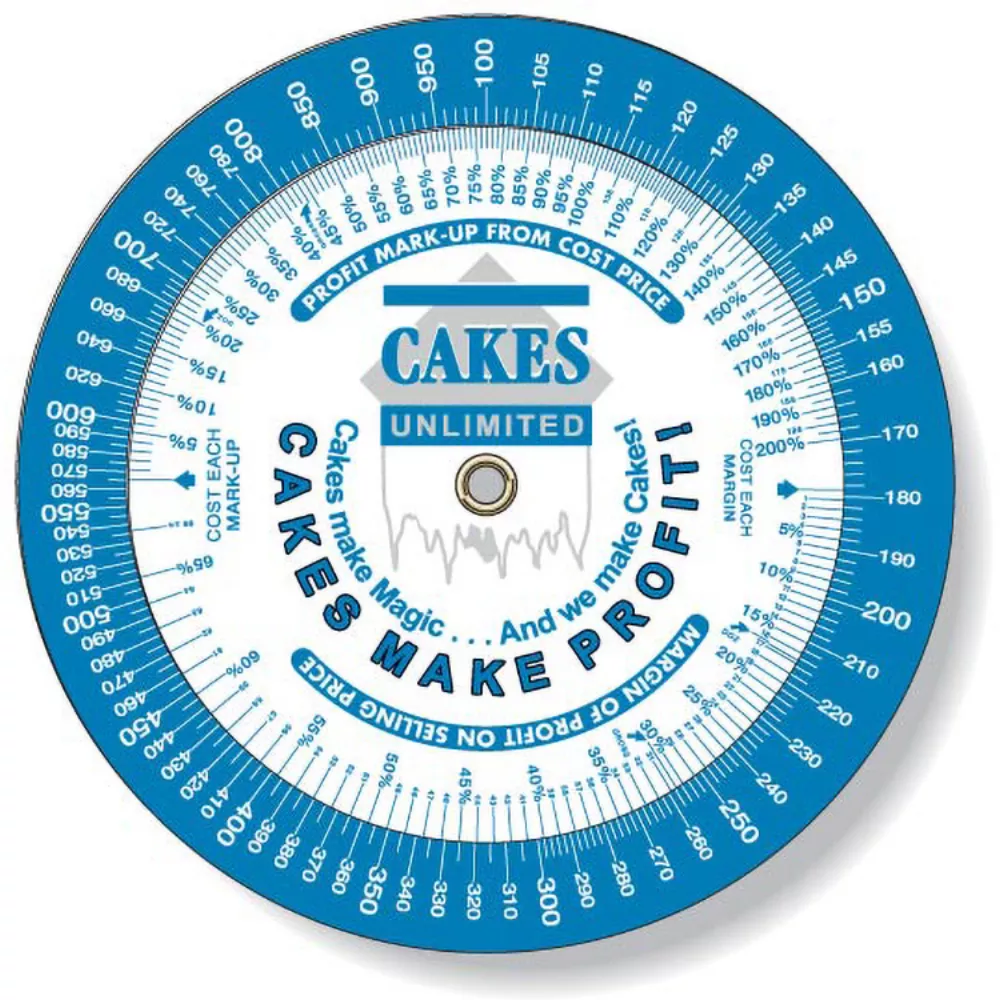 .020 White Plastic Profit Markup Wheel Calculator (4.25" dia.), Spot Colours