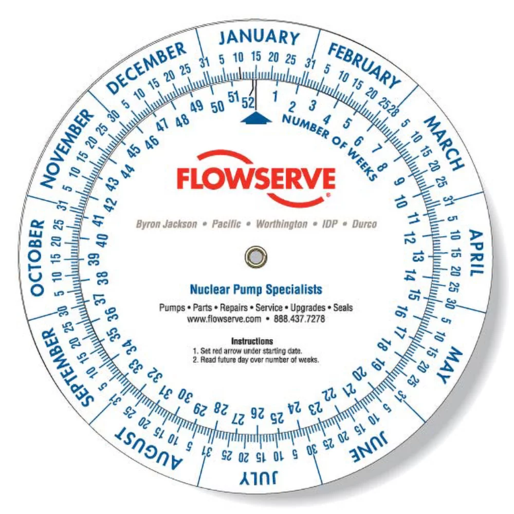 Calculateur de date en plastique blanc de 0,020 (dia. 6"), couleurs unies