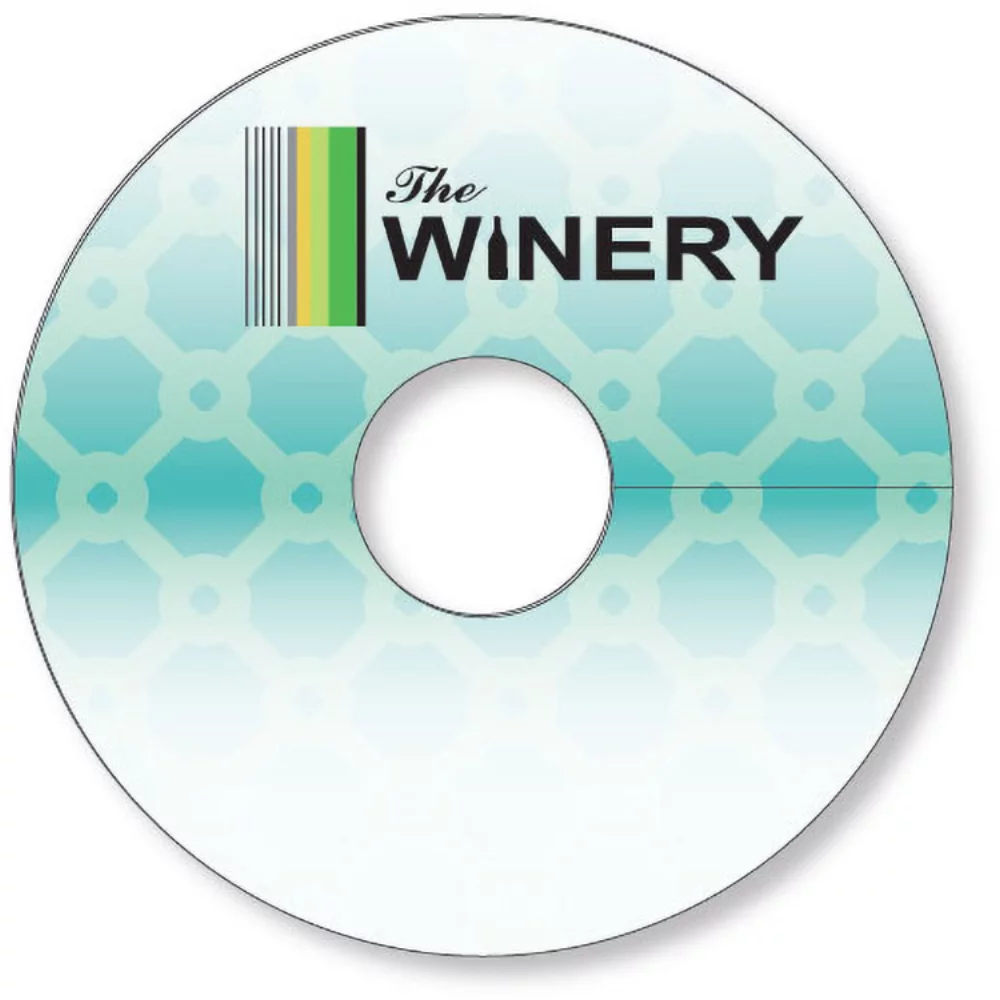 Étiquette de verre à vin en plastique PVC blanc de 0,015 pouce, cercle de 2,7 pouces, couleur complète et inscriptible.