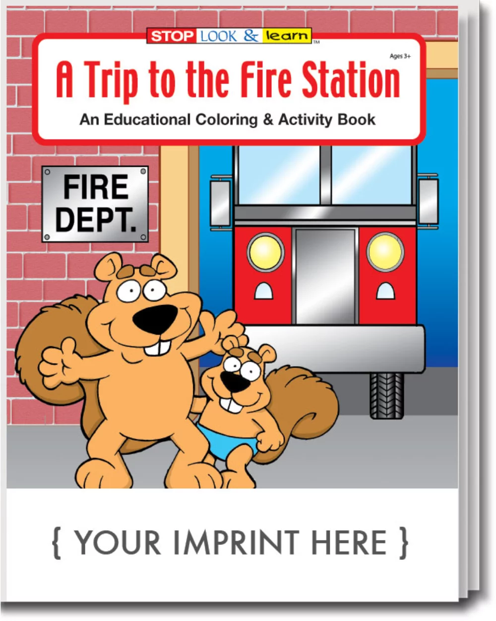 Un livre de coloriage et d'activités sur une visite à la caserne de pompiers