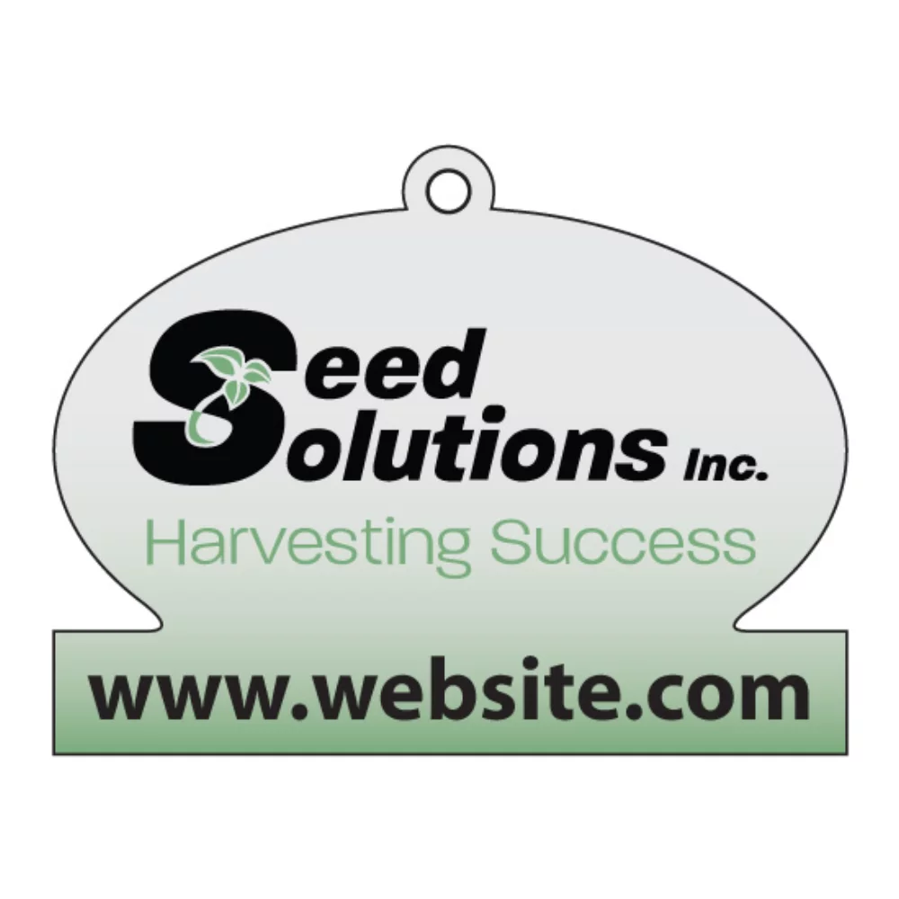 Désodorisant suspendu en forme d'ovale surdimensionné avec base.