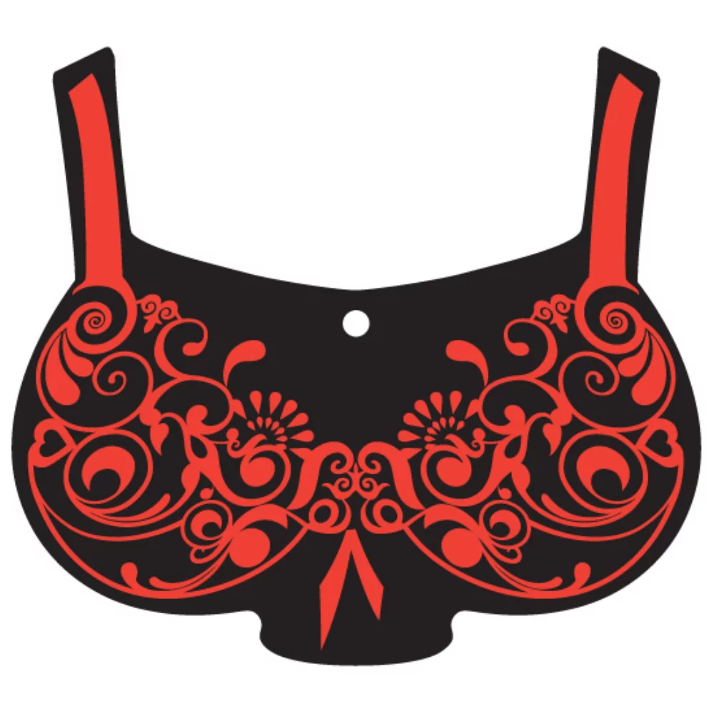 Désodorisant suspendu en forme de soutien-gorge ou de lingerie.